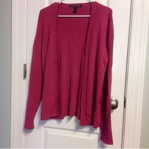 Scott Taylor Women's Mauve Open Cardigan L Cable Knit Style Front Border Office